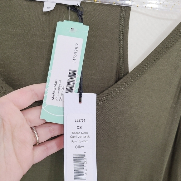 Michael Stars scoop neck cami jumpsuit olive green NEW XS - Picture 6 of 6